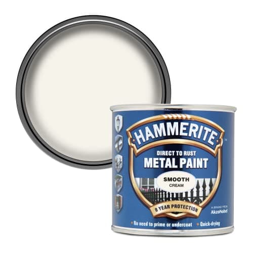 Image of Hammerite 5122058 Direct to Rust Metal Paint - Smooth Cream Finish 250ML
