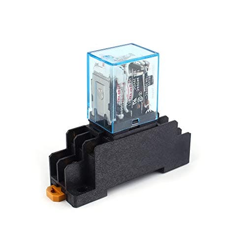 Image of Lwuey Electromagnetic Power Relay – 240V AC/28V DC Coil 8 Pin DPDT with Socket, 35mm Din Rail Mount LED Indicator, General Purpose for Air Conditioner Compressor, Fan Motor, Yacht, Car