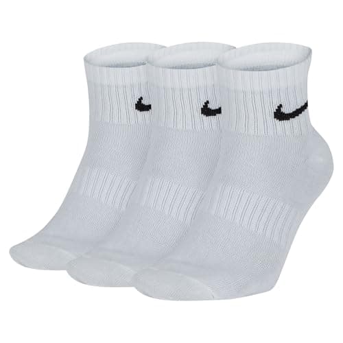 Image of NIKE Men's Everyday Lightweight Ankle Training Socks 3 Pair , White/Black, L UK