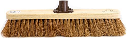 Image of Newman and Cole 18" Wooden Broom Head - Replacement Wooden Broom Head for Outdoor Garden Yard Brush Sweeping - Wood Brush Head Fitted Fixing Bracket Connector (Soft Natural Coco)