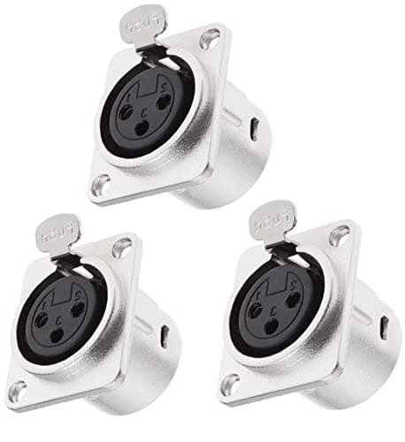 Image of 3 Pcs XLR 3-Pin Female Socket Audio Adapter Connector Metal Panel Mount Plug for Microphone Musical Instruments