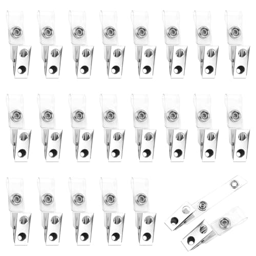 Image of WENLISELL 200 PCS Metal Badge Clips, ID Badge Clips with Clear Straps, Metal ID Badges Clip for ID Cards, Badges Holders, Office