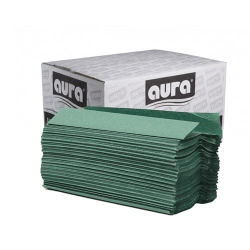 Image of Aura Green Paper Towels C-Fold | Disposable Hand Towels for Kitchen and Bathroom Dispensers | 1 Ply 2400 Folded Sheets,100% Recycled