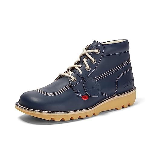 Image of Kickers Unisex Leather Alternative Kick Hi Classic Ankle Boots | Plant Based Material | Extra Comfortable | Added Durability | Premium Quality, Blue, 7 UK