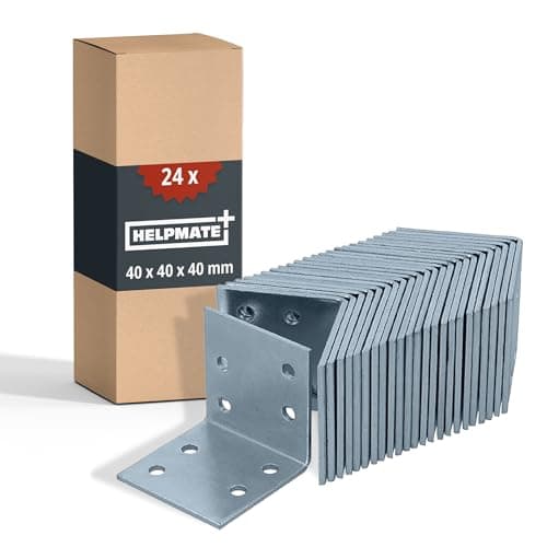 Image of Helpmate – 24 Pieces of Perforated Angle Brackets 40x40x40 mm – Angle connectors electroplated & Blue passivated – Wood connectors with Excellent Corrosion Protection – Corner Braces Brackets
