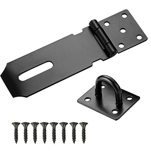 Image of Stainless Steel Padlock Hasp and Staple Heavy Duty Shed Lock Hasp 4 Inch Shed Door Latch Gate Lock Latch Hinge Padlock Catch Door Clasp Latch Security Hasp for External Doors Window Cabinet Pet Cage
