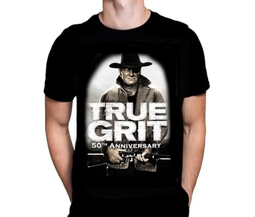 Image of Wild Star Hearts WSH - True Grit - John Wayne Men's Black T-Shirt