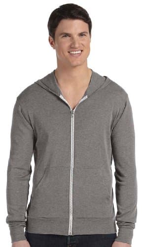 Image of Bella Canvas C3939 Unisex Full-Zip Lightweight Hoodie, Grey Triblend, Small (US)