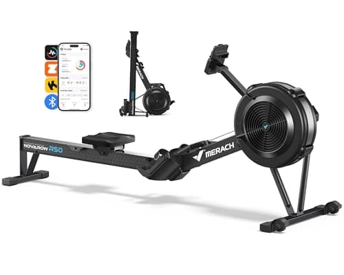 Image of MERACH Rowing Machines for Home Gym, Adjustable Air Resistance Professional Indoor Rower, Ergonomic Comfort Seat, Performance Monitor and Device Holder (Air Resistance)