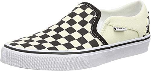Image of Vans Asher, Women’s Slip On Trainers, Multicolour ((Checkerboard) Black/White Apk), 7 (40.5 EU)