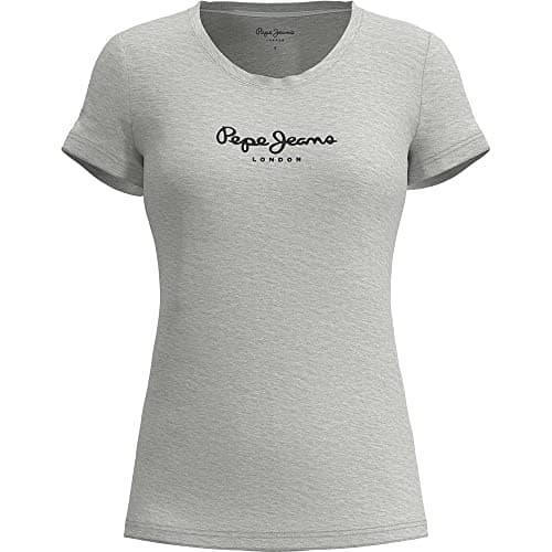 Image of Pepe Jeans New Virginia Women's T-Shirt Slim Fit Short Sleeve Grey (Grey Marl ), M