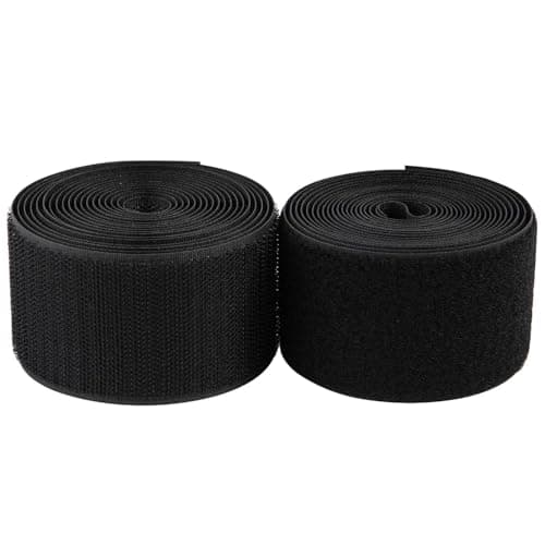 Image of 50mm Width 6.25 Meters Sew-On Hook and Loop Fastener Tape Nylon Strips Fabric Non-Adhesive Back, Heavy Duty Strips Hook and Loop Tape for Clothing Sewing DIY Projects (Black)