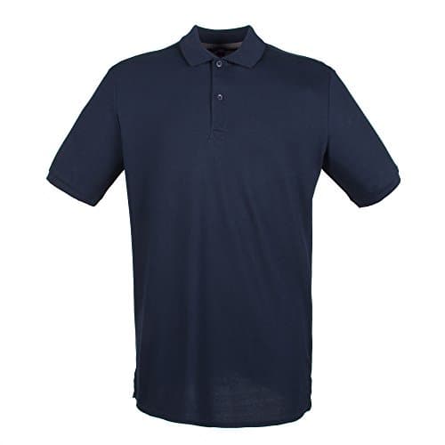 Image of Henbury Mens Modern Fit Cotton Pique Polo Shirt (L) (Navy)