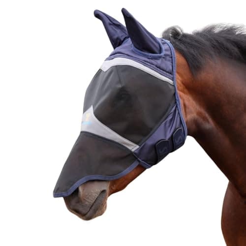 Image of Shires Fine Mesh Fly Mask With Ears & Nose - Navy Blue