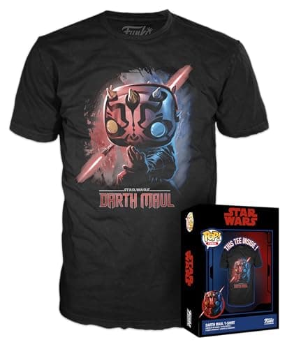 Image of Funko Boxed Tee: Star Wars EP1 - Darth Maul - Large - Star Wars EP1 the Phantom Menace Anniversary - T-Shirt - Clothes - Gift Idea - Short Sleeve Top for Adults Unisex Men and Women - Movies Fans