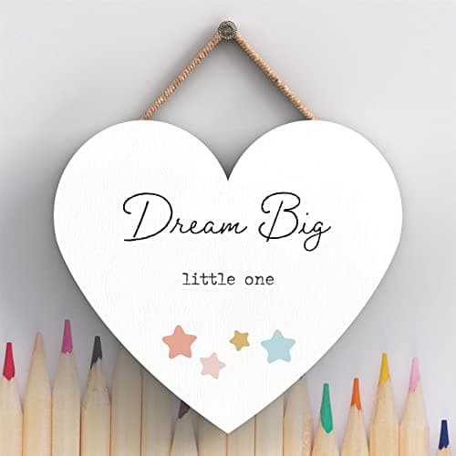 Image of Global Designs Dream Big Little One Rainbow Postivity Themed Colourful Hanging Plaque