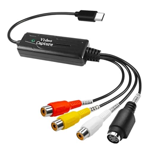 Image of Ausi RCA AV To USB C Video Capture Card Adapter, Composite S-Video To USB Converter for VHS VCR DVD To PC Mac