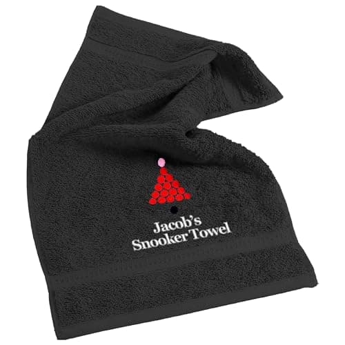 Image of aztex Personalised Snooker Towel, 100% Cotton, Black