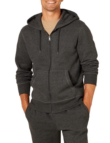 Image of Amazon Essentials Men's Full-Zip Fleece Hoodie (Available in Big & Tall), Charcoal Heather, M