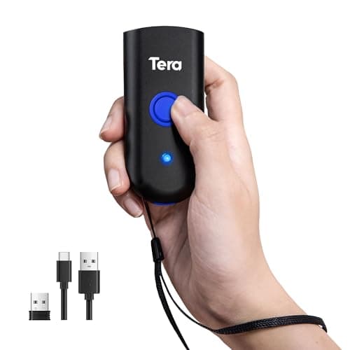 Image of Tera Mini Barcode Scanner Bluetooth 1D Laser Bar Code Scanner Portable Bar Code Reader 3-in-1 USB Wired & 2.4G Wireless & Bluetooth Compatible with IOS, MAC OS, Android, Tablets, 1100L