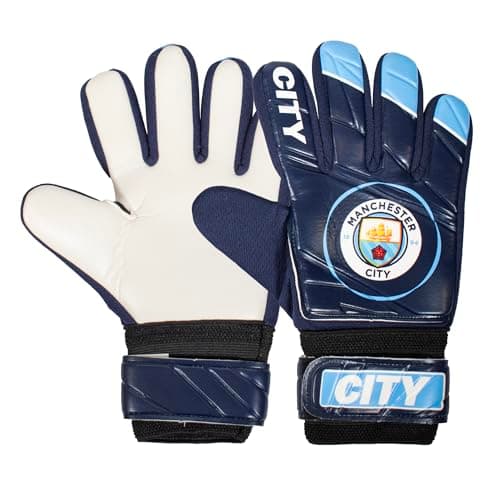 Image of MANCHESTER CITY FC Official Football Gift Boys Goalkeeper Goalie Gloves