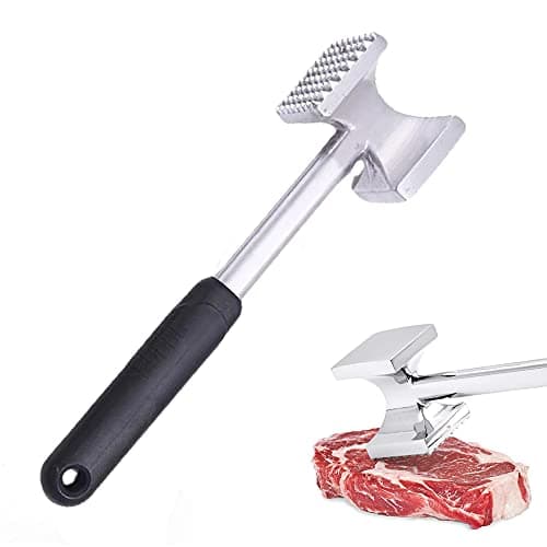 Image of Meat Tenderizer Hammer, Meat Tenderiser Spiked & Flat Hammer Aluminum Alloy Meat Tenderizer Hammer Metal Mallet for Steak, Chicken, Poultry, Beef, Tool Used for Kitchen & BBQ