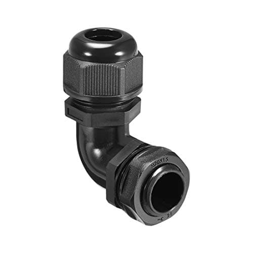 Image of sourcing map M20 Cable Gland, 90 Degree Waterproof IP68 Nylon Joint Adjustable Locknut for 9mm-14mm Dia Cable Wire