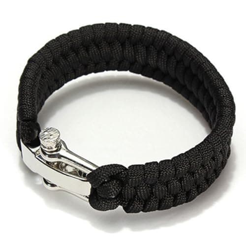 Image of SEIWEI Paracord Survival Bracelet, Parachute Rope Woven Outdoor Bracelet with Adjustable Stainless Steel Buckle for Camping, Boating and Hiking (Black)