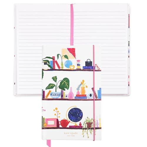 Image of kate spade new york Take Note Large Notebook Journal, Vegan Leather Hardcover Journal, Diary Includes 168 Lined Pages, 8.25" x 5.25" Writing Pad, Charmed Library