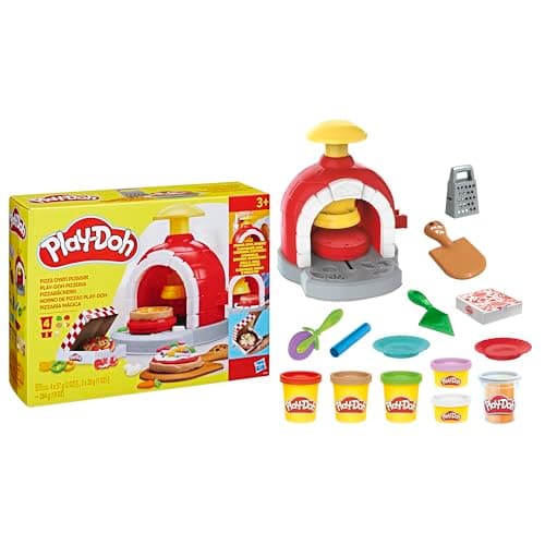 Image of Play-Doh Kitchen Creations Pizza Oven Playset, Pretend Play Cooking Toy with Pizza Tools & 6 Tubs, Arts and Crafts for Kids Boys & Girls (3+), Non-Toxic Modelling Compound
