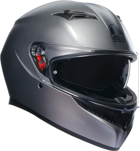 Image of AGV - K3 E2206 MPLK, Full-face ECE Motorcycle Helmet with Spoiler and Scratch Resistant UV Visor, with Interphone Ready, Mono Matt Luna Grey, Unisex, L