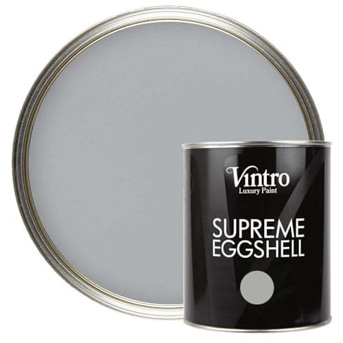 Image of Vintro Paint | Mid Grey Eggshell Paint | for Walls | Wood | Trim | Satin Furniture Paint | Interior & Exterior Use. 1 Litre (Lincoln Grey)