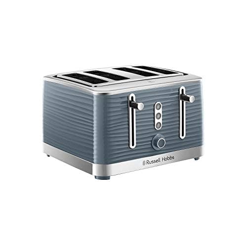 Image of Russell Hobbs Inspire 4 Slice Toaster (Extra wide slots, High lift feature, 6 Browning levels, Frozen/Cancel/Reheat function with Blue LED illumination, 1800W, Grey textured high gloss) 24383