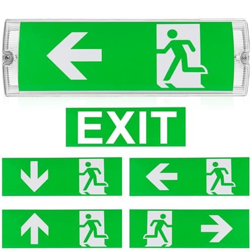 Image of Vaileal Emergency LED Exit Sign Bulkhead: Emergency LED Fire Exit Light IP65 5W, Emerge Bulkhead Light with Legends, Outdoor Maintained & Non-Maintained