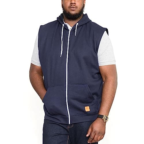 Image of Duke D555 Mens Blake Kingsize Sleeveless Zipped Gilet Hoodie - Navy , 6XL Plus