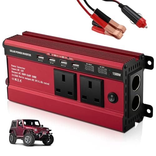 Image of 1500W Power Inverter 12V to 240V AC Car Converter, Power Inverter with 3.1A 4 USB & 2 AC Sockets Dual Car Adapter, 2 LED Display, for Travel Camping RV Motorhomes Boat