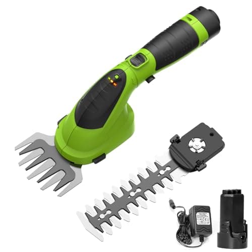 Image of FOONNUN 7.2V Cordless Hedge Trimmer & Grass Shear, 2 IN 1 Hand Held Hedge Trimmer with 2000mAh Battery, 2 Interchangeable Blades for Gardening, Cutting, Trimming