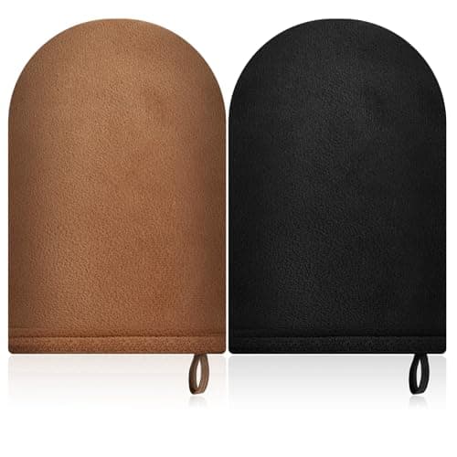 Image of Lanjue Self Tanning Mitt Applicator, Streak-Free Black Shower Gloves with Velvet Glove & Anti-Slip Wrist, Reusable Back Tanner Applicator, Washable for Even Self Tan Application on Body & Back