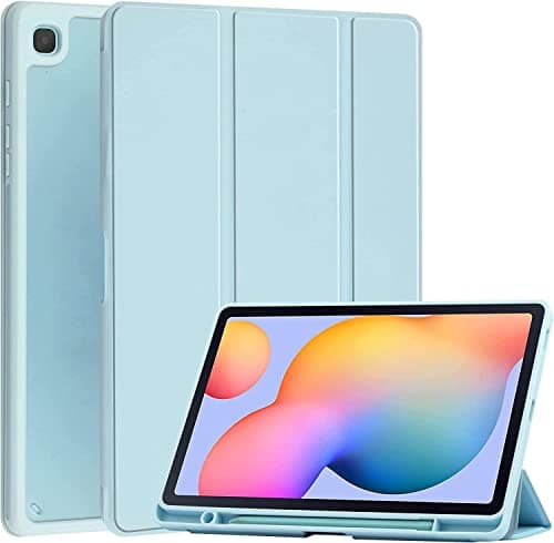 Image of VOVIPO Slim Case for Samsung Galaxy Tab S6 Lite 10.4 inch 2022 (SM-P613/P619) & 2020 (SM-P610/P615),Shockproof Cover with Clear Transparent Back Shell with S Pen Holder-Blue