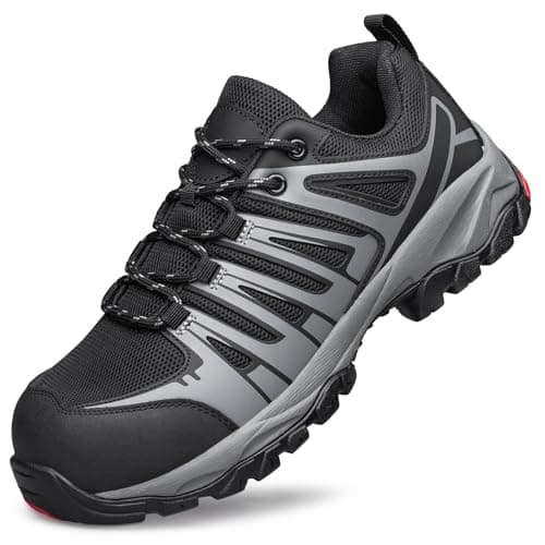 Image of Raoendis Safety Trainers for Women Steel Toe Cap Shoes Non-Slip Ladies Work Shoes Lightweight Protective Sneakers Construction Industrial Farm Black Size 6