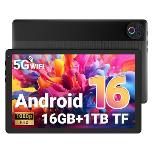 Image of Gleeso Tablet|Android 16 Tablet 10 Inch|16GB RAM 1TB TF Android Tablets with Face Unlock|Widevine L1|BT 5.4/5G WiFi|5MP Dual Camera, OTG Tablet PC - Black
