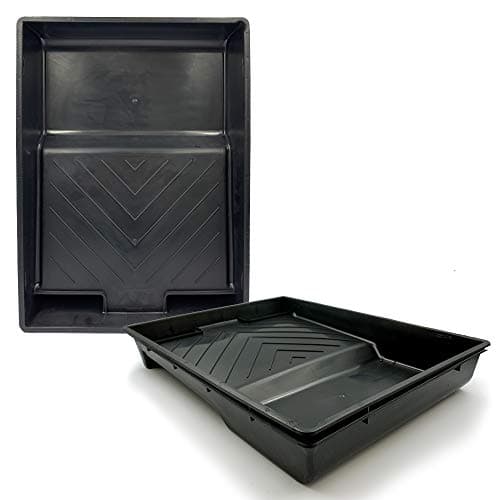 Image of Nicholas Jack 9" Black Plastic Paint Tray - Pack of 3, Rectangular, Durable Decorating Roller Trays