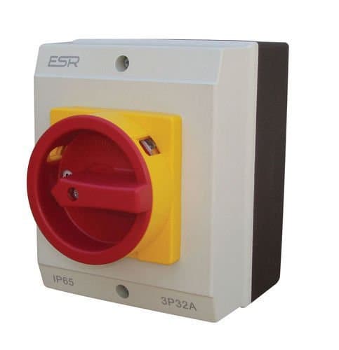 Image of ESR Electrical E324P Switch Rotary Isolator Disconnector 4 Pole 32A IP65 Enclosure Outdoor Weatherproof Electrical Box IP65