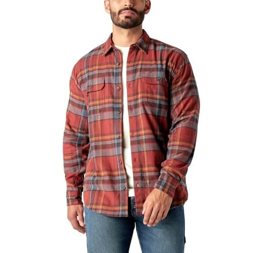 Image of Dickies Mens L/S Flex Flannel Shirt, Red Ochre, XXL