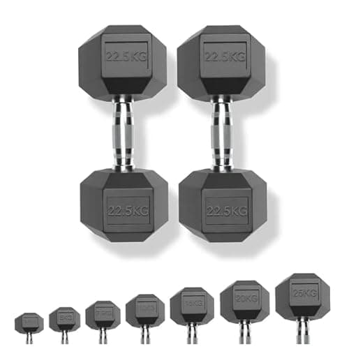 Image of Strongway Hex Dumbbells Set Rubber Coated Cast Iron Weights 2.5KG - 35KG - Gym Strength Training Weight Lifting Equipment Exercise Men Fitness (2 X 22.5KG)