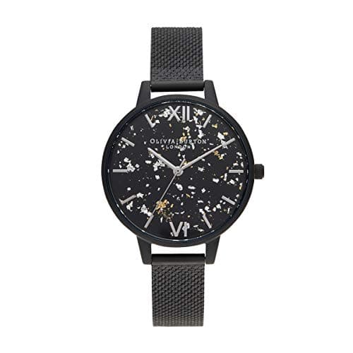 Image of Olivia Burton Analogue Quartz Watch for Women CELESTIAL Collection with Black Stainless Steel Mesh Bracelet - OB16GD16