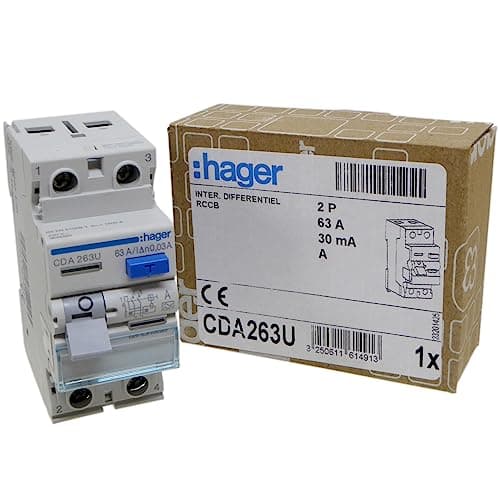 Image of Hager CDA263U 63A RCD 2 Pole 30mA