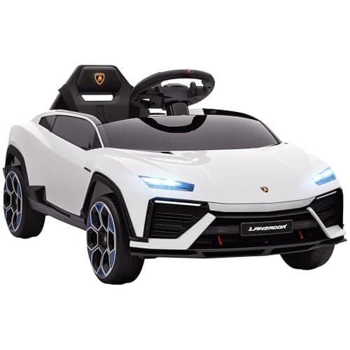 Image of AIYAPLAY Licensed Lamborghini Electric Cars for Kids, 12V Battery Powered Ride On Car with Remote Control, Suspension, MP3, Horn, for 3-6 Years Old, White