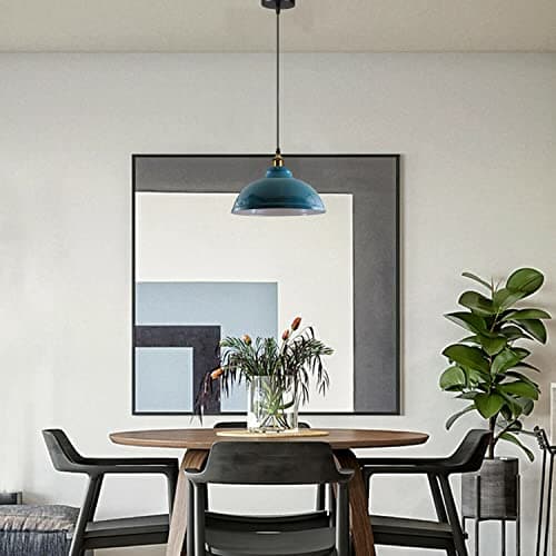 Image of LEDSone Industrial Vintage Retro Style Ceiling Hanging Pendant Light Chandelier with Cyan Blue Curvy Dome Lamp Shades E27 UK Holder