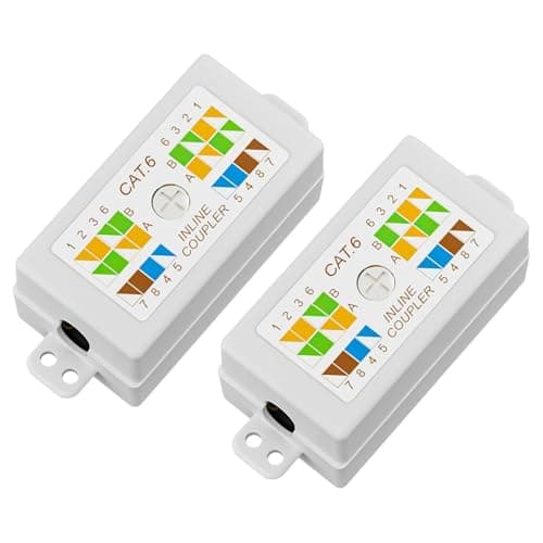Image of RJ45 Cat6 Junction Box 2-Pack – Inline Punch Down Coupler Joiner for Cat6/Cat5e/Cat5 Ethernet Cable Extension, T568A/B Compatible Network Splice Connector, Fire Retardant ABS Housing – Accessory